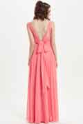 A-Line Chiffon V-Neck Sleeveless Floor-Length Bridesmaid Dress for Wedding Party