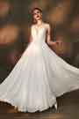 Vestido de novia de novia con tirantes en V profundos