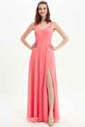 A-Line Chiffon V-Neck Sleeveless Floor-Length Bridesmaid Dress for Wedding Party