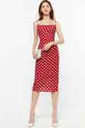 New Summer Spaghetti Red Polka Dot Dress Pencil Dress