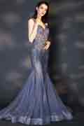 Vestido de noche sexy con escote en V y espagueti