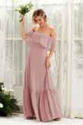Vestido de dama de honor A‑line de gasa sans bretelles, sin mangas y largo hasta el suelo para boda