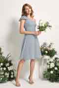 A-Line Chiffon One-Shoulder Knee-Length Sleeveless Bridesmaid Dress for Wedding Party