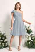 A-Line Chiffon One-Shoulder Knee-Length Sleeveless Bridesmaid Dress for Wedding Party