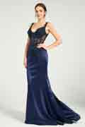 Fit & Flare Prom Gown with Sheer Bead & Lace Embellished Bodice