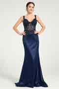 Fit & Flare Prom Gown with Sheer Bead & Lace Embellished Bodice