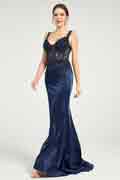 Fit & Flare Prom Gown with Sheer Bead & Lace Embellished Bodice