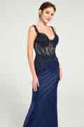 Fit & Flare Prom Gown with Sheer Bead & Lace Embellished Bodice