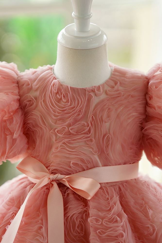 Princesa Hasta la Tibia Polyester vestidos para chica de flor in Rosa polvorienta