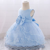 Cute Round Neck Lace BowtieTulle Baby Dress