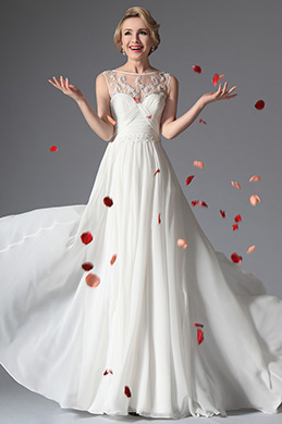 White Sleeveless Evening Dress Wedding Gown