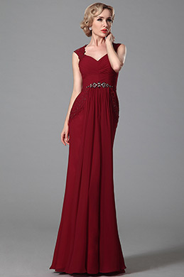 Gorgeous Sleeveless V Neck Red Evening Dress Formal Wear