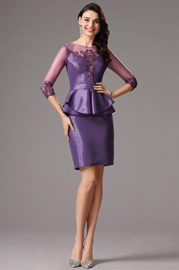 Long Sleeves Embroidery Sweetheart Cocktail Dress