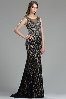 Robe de Soirée en Dentelle Noire