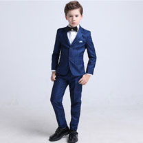 Dark Blue Boys Suits Children Wedding Tuexdo