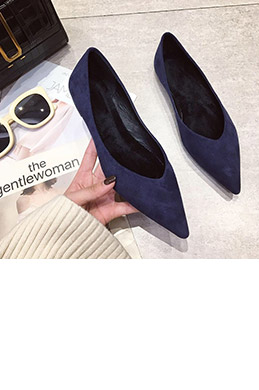 Women Suede Toe Closed Pointed Flat Shoes