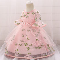 Embroidery Short Sleeves Baby Dress Infant Dress