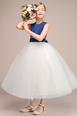 Robe Longue pour Fille Bleu & Blanche