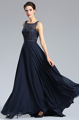 Blau Perlen A-Linie Lang Abendkleid Ballkleid Blau Perlen A-Linie Lang Abendkleid Ballkleid