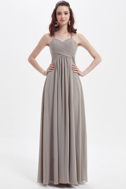 Grau Halfter Hochzeit Party Brautjungferkleid