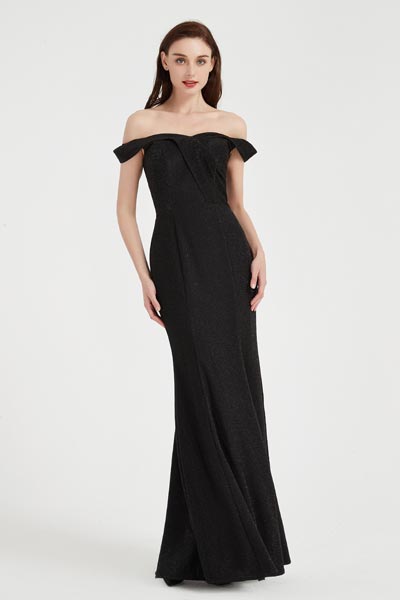 Sexy Black OFF Shoulder Elegant Party Evening Dress