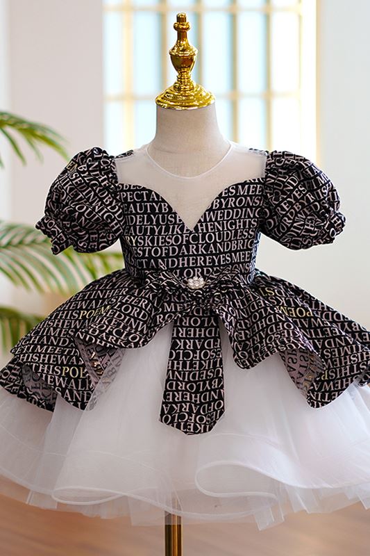 Princesa Hasta la Tibia Organza vestidos para chica de flor in Negro