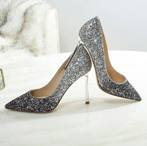 sequin high heel shoes